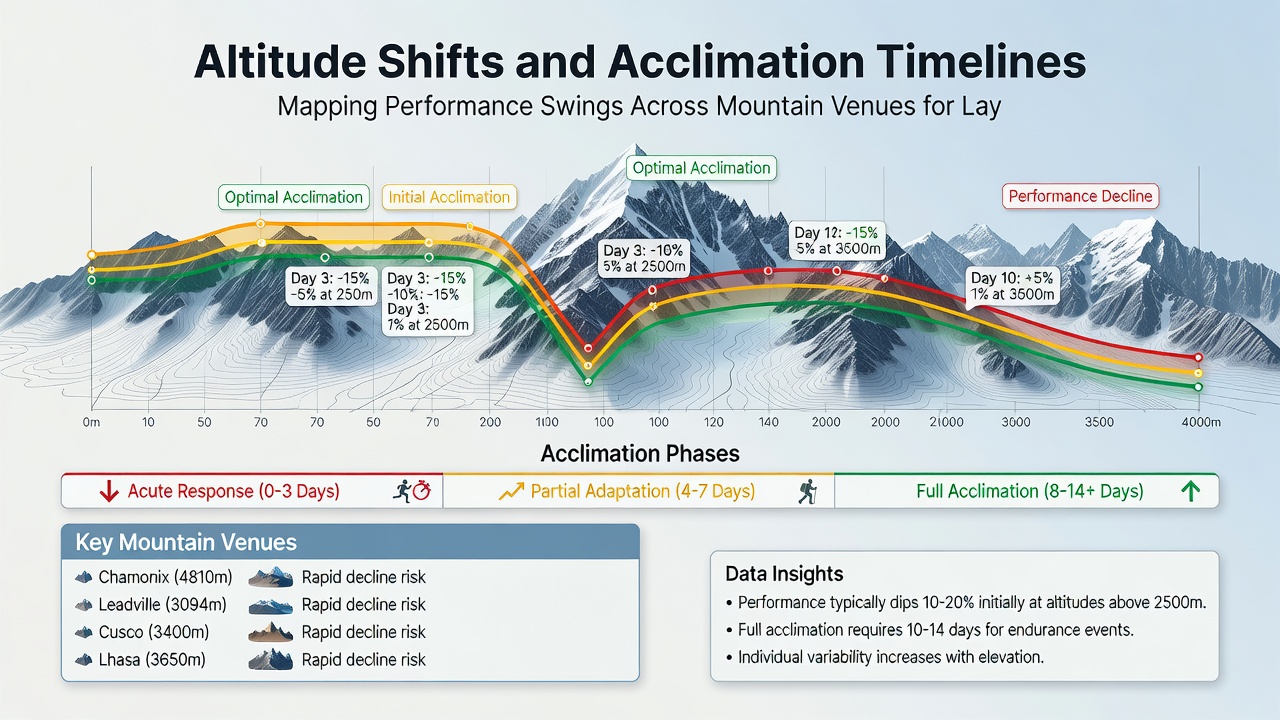 Graph and charts displaying performance data swings at different mountain elevations for various sports