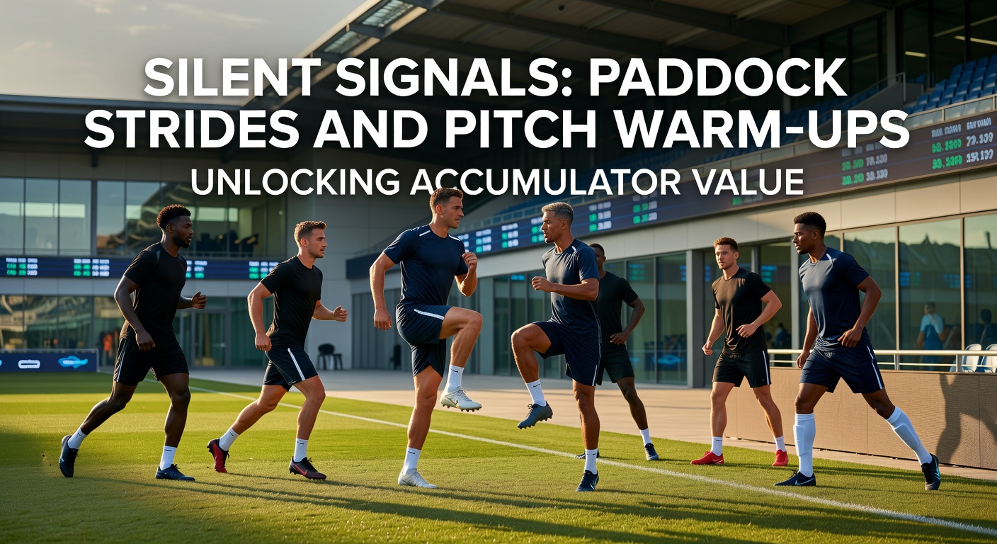 Football players performing dynamic warm-up sprints and drills on the pitch edge, coaches timing their bursts
