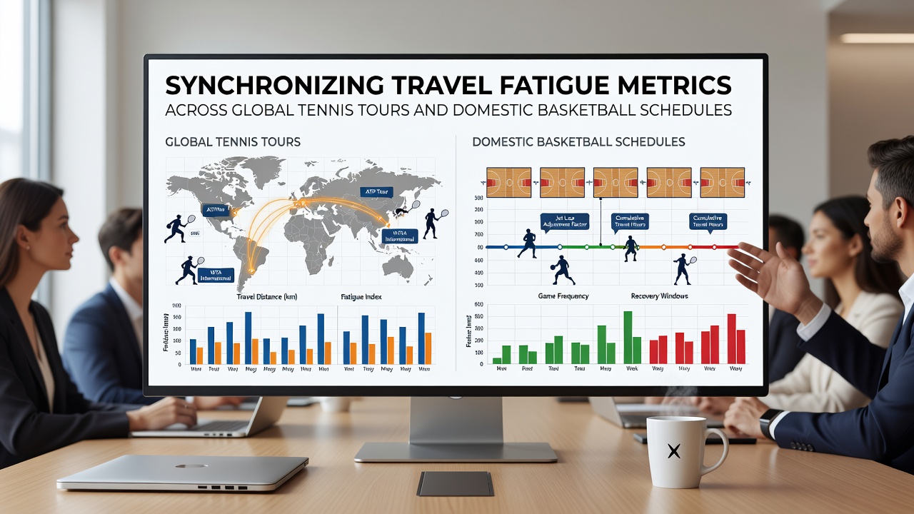 Split-screen graphic comparing tennis player recovery timelines with basketball team travel logs and corresponding betting market adjustments