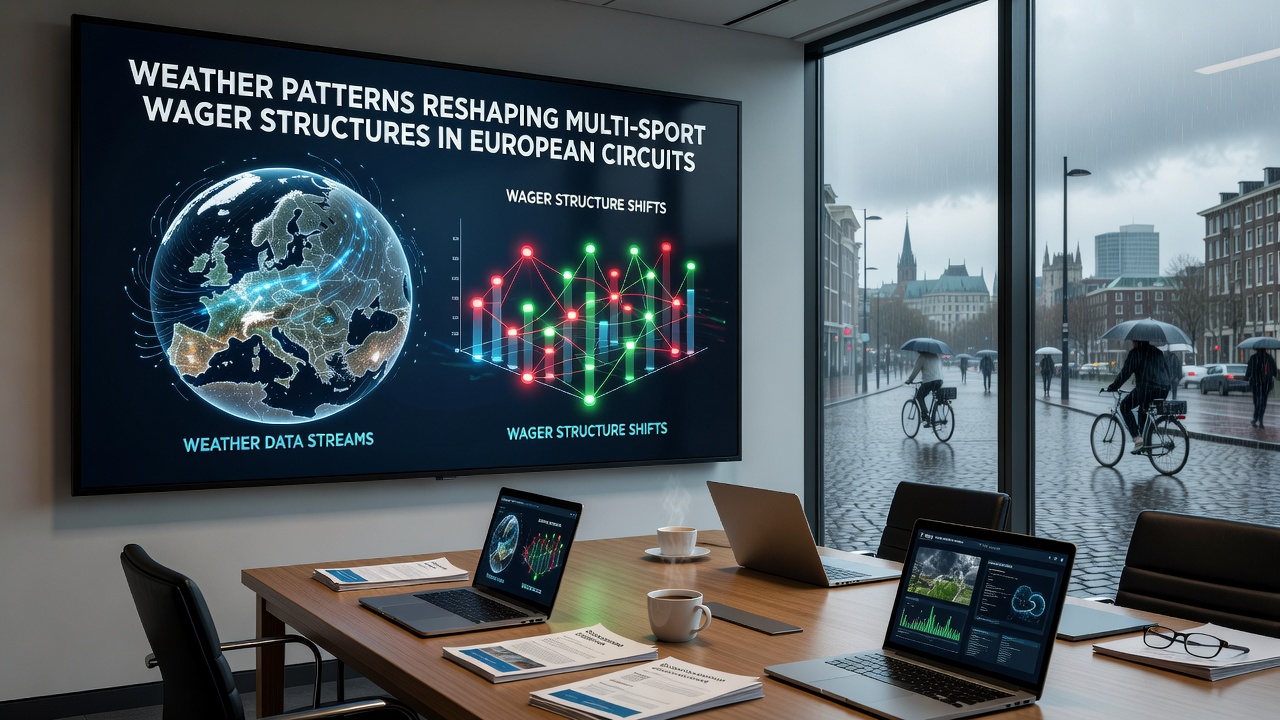 Data visualization of weather-related adjustments in European multi-sport betting markets including accumulator structures